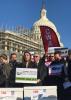 Meggan Halvorson, former Grand Marais resident, took part in Workers Speak Out rally on the Capitol steps. Photo courtesy of CBB